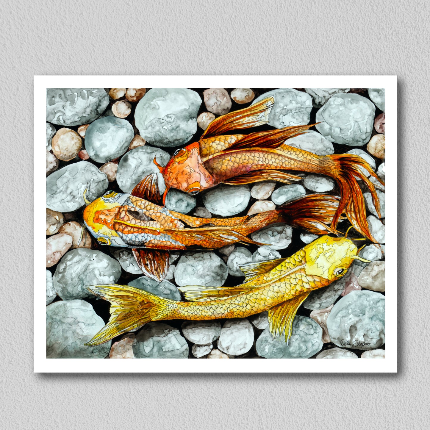 Koi Fish over Rocks