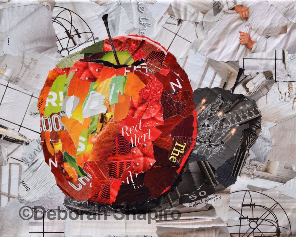 Apple collage made from torn paper